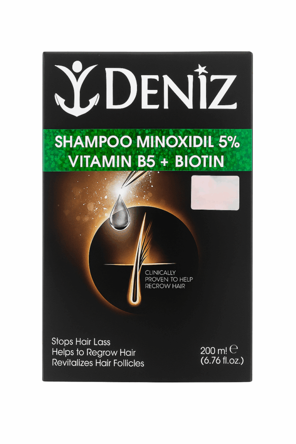 ⁦DENIZ SHAMPOO MINOXIDIL VIT.B5+ BIOTIN⁩ - الصورة ⁦1⁩