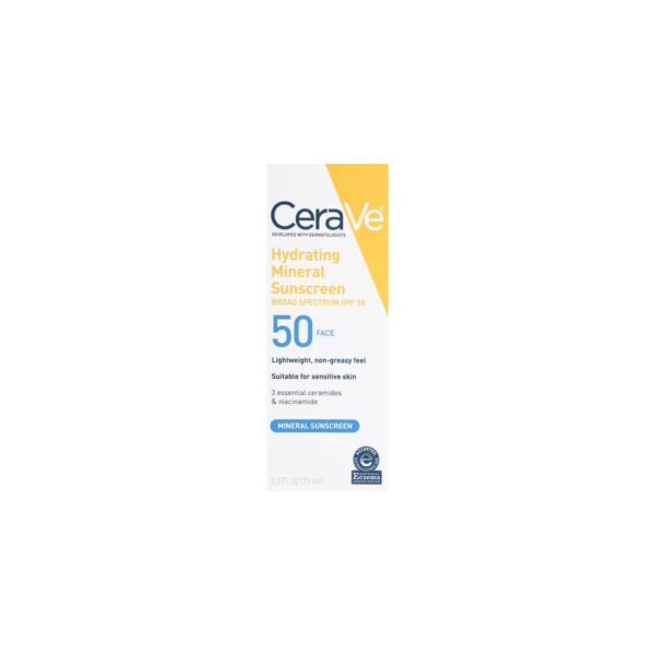 ⁦CERAVE HYDRATING MINERAL SUNSCREEN 50 FACE⁩ - الصورة ⁦1⁩