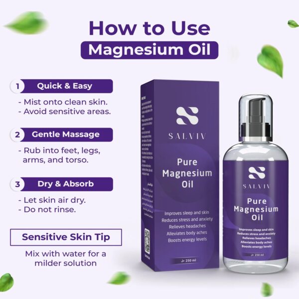 ⁦Salviv Dead Sea Magnesium Oil Spray 250ml⁩ - الصورة ⁦3⁩